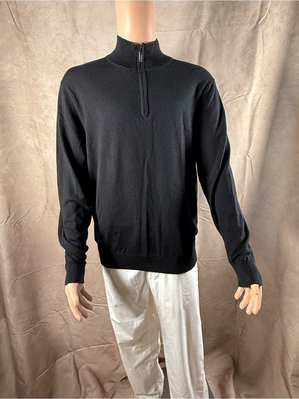 Jos. A. Bank Black Quarter-Zip Mock Neck Sweater